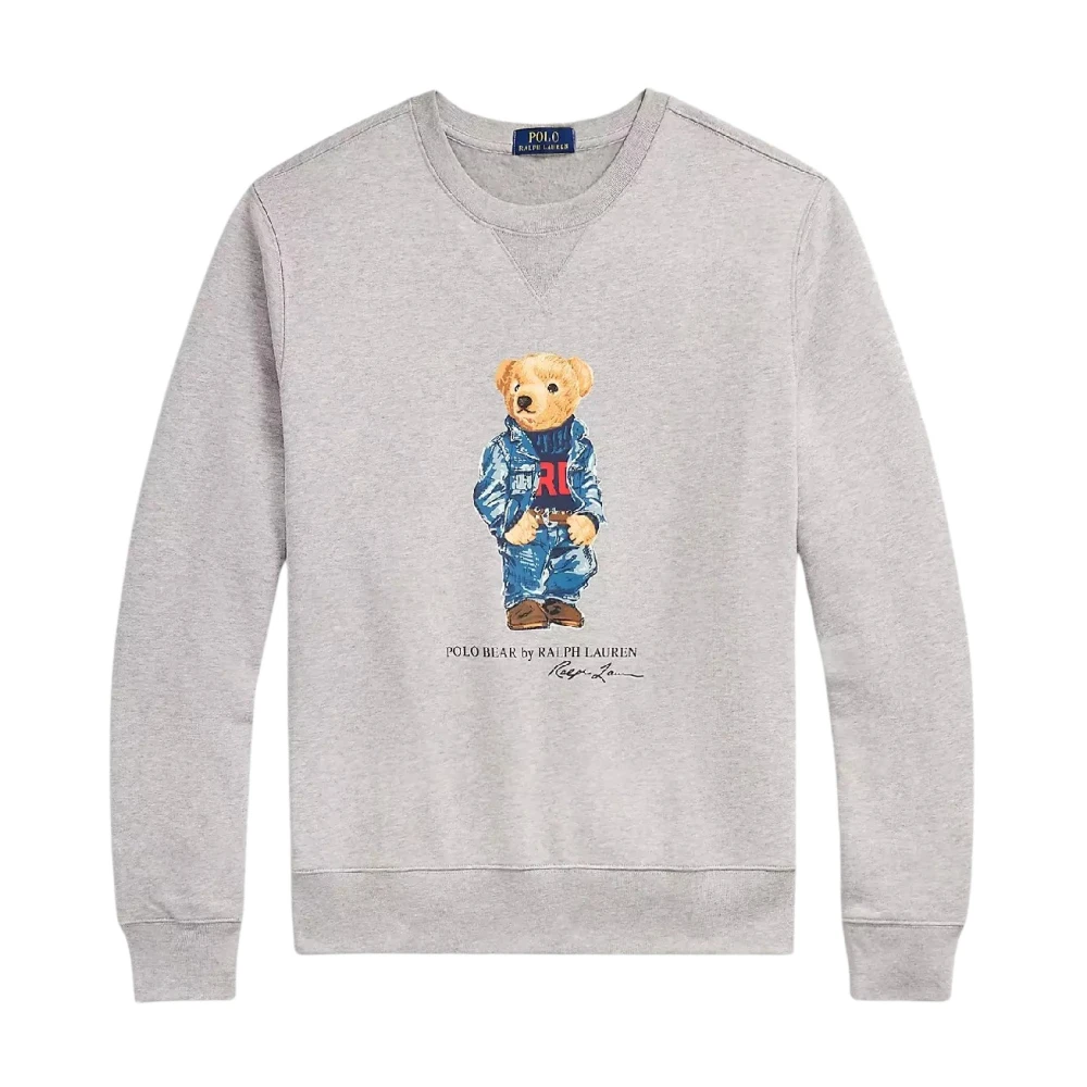 Ralph Lauren Grijze polar fleece trui Polo Bear Gray Heren