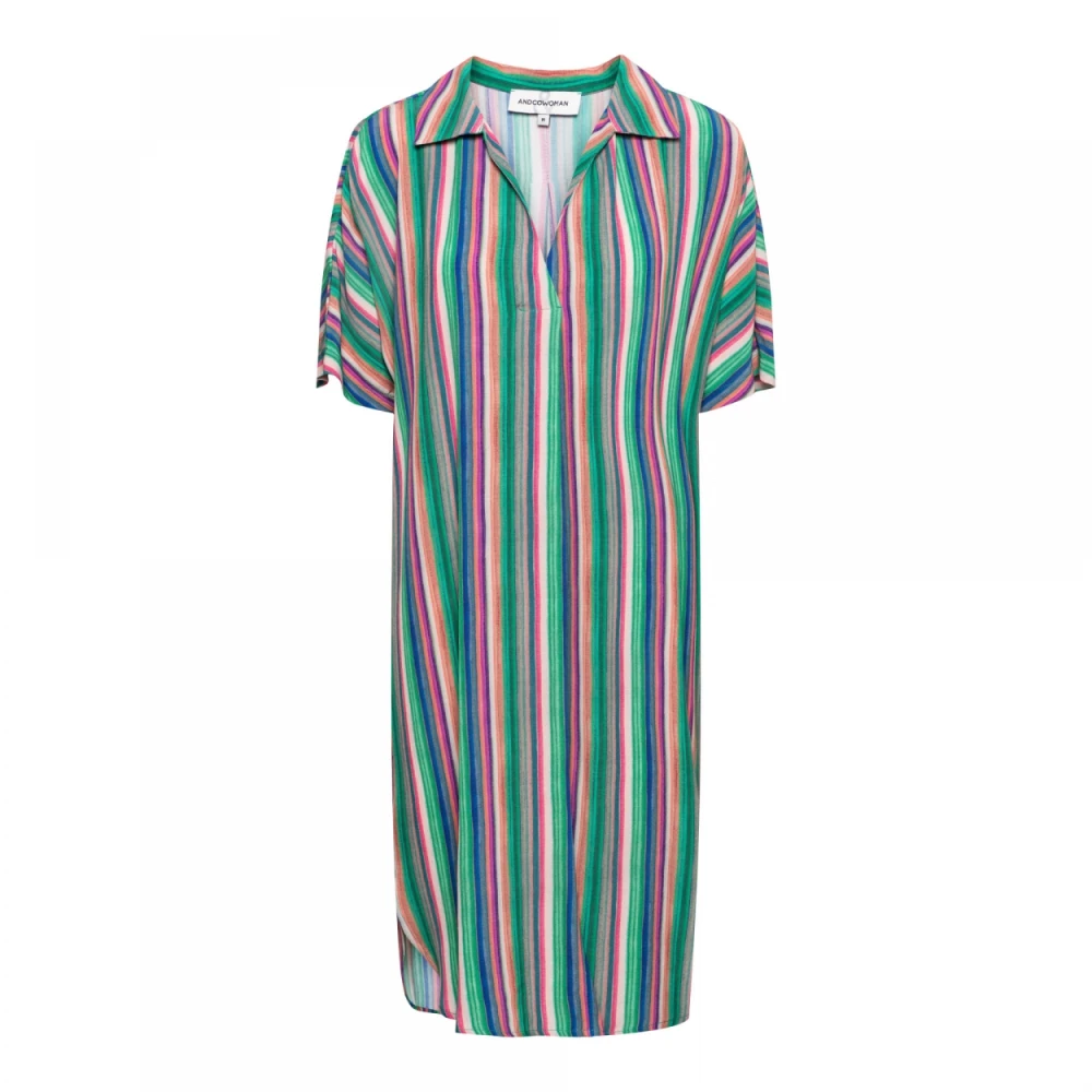 &Co Woman Gestreepte Groene Jurk Multicolor Dames