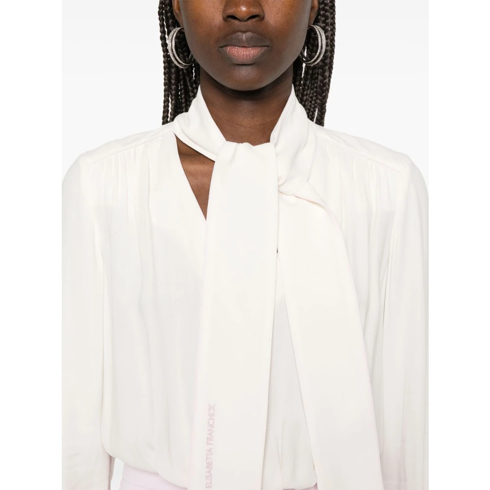 Elisabetta Franchi Witte en roze elegante broek White Dames
