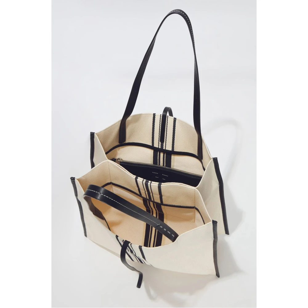 Proenza Schouler Gestreepte canvas tote tas Beige Dames