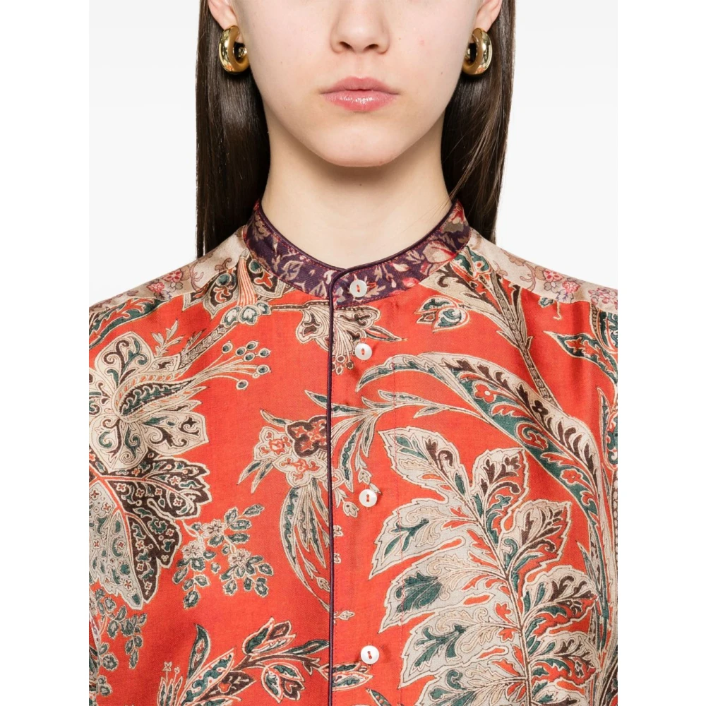 Pierre-Louis Mascia Rood Overhemd met Grafische Print en Knoopsluiting Multicolor Dames