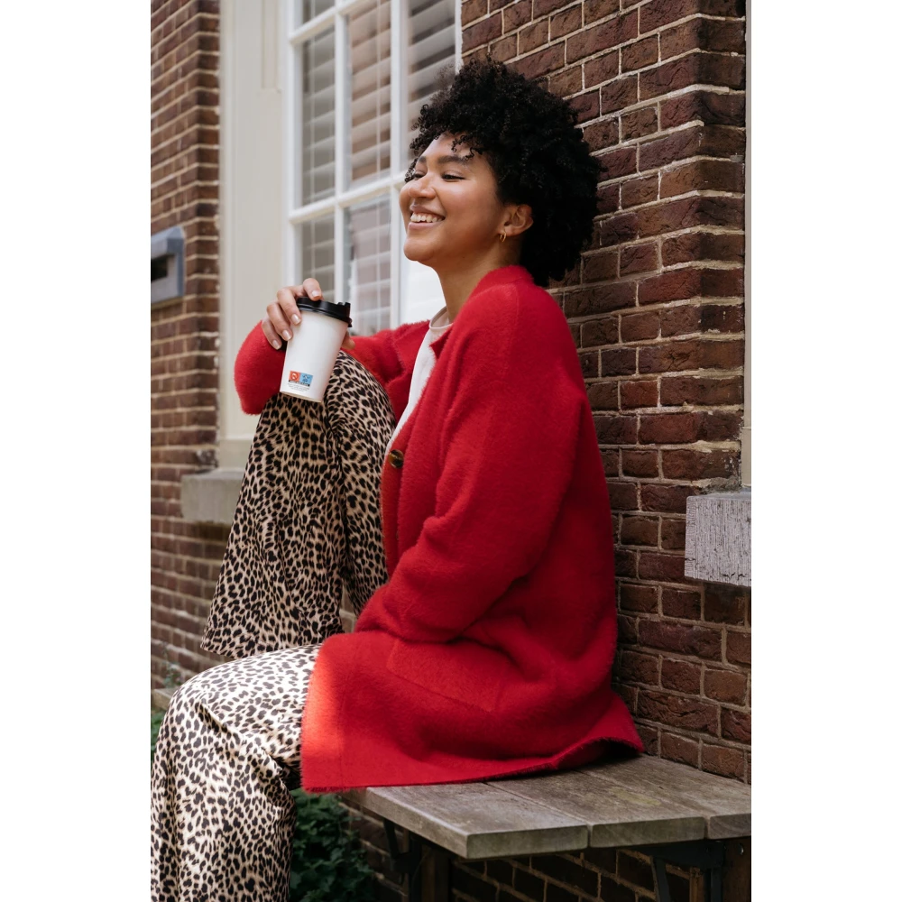 &Co Woman Zacht gebreide cardigan Red Dames