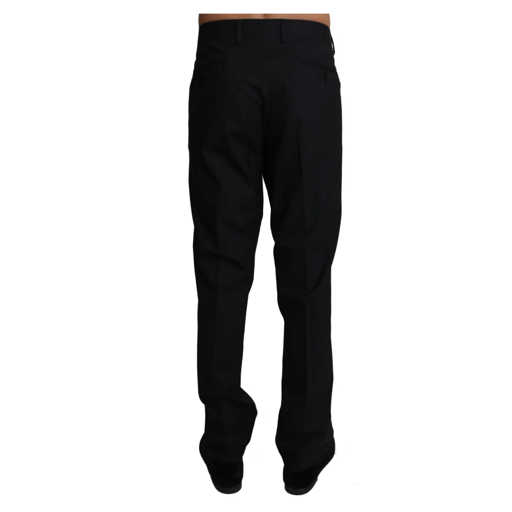 Dolce & Gabbana Elegante Zwarte Formele Broek van Wollen Mix Black Heren