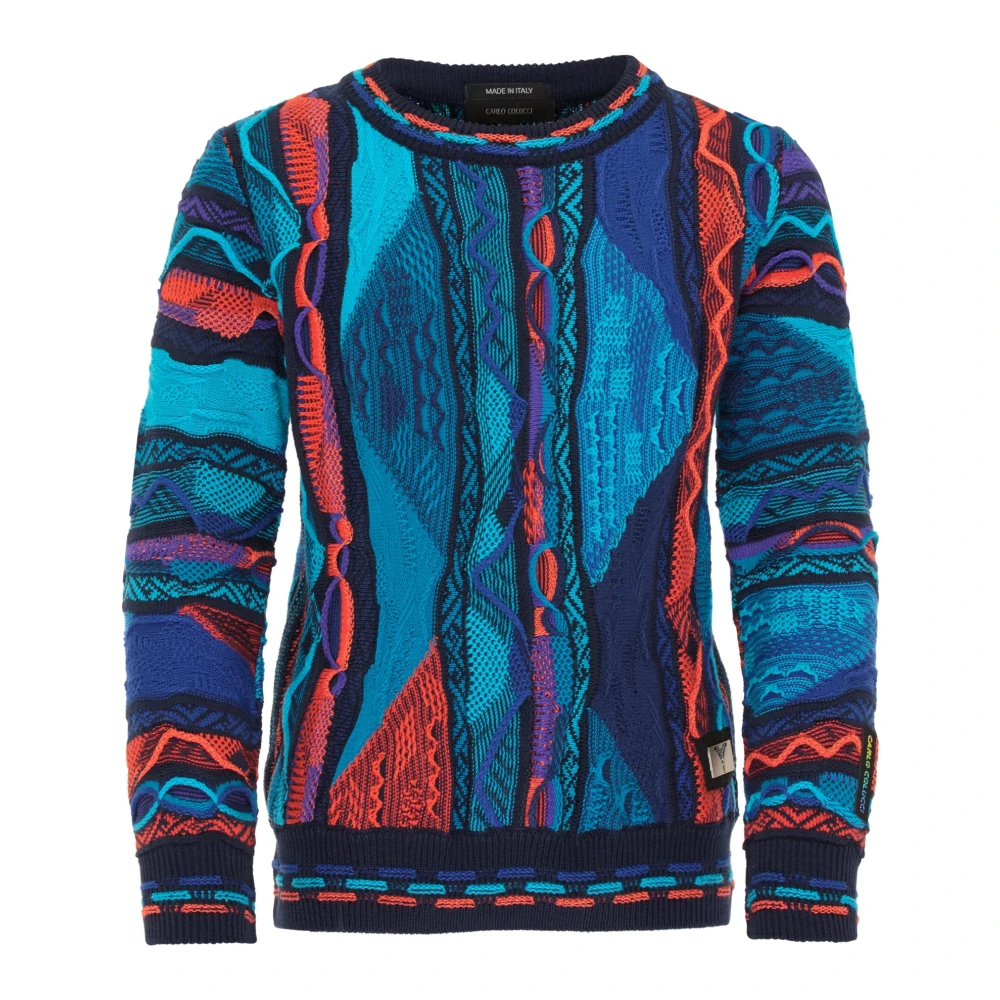 Carlo Colucci Unisex Kids Blue Unique Jacquard Knit Sweater For Kids