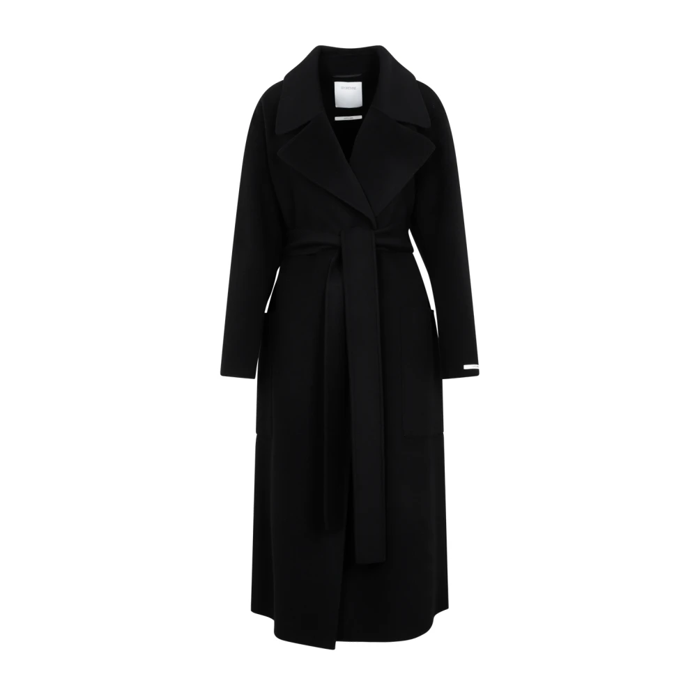 SPORTMAX Veleno Zwarte Maagdenwollen Jas Black Dames