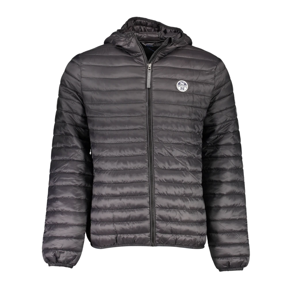 North Sails Zwarte hoodie met zakken en logo Black Heren
