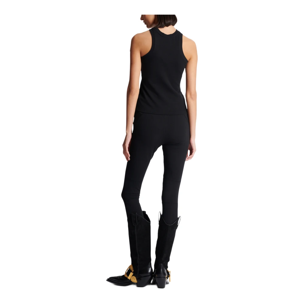 Balmain Tanktop met Retro PB-borduursel Black Dames