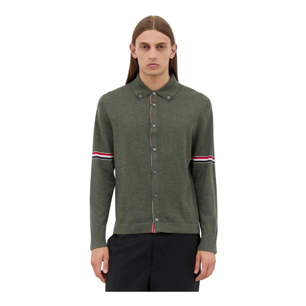 Thom Browne Gestreepte Wollen Vest Green Heren