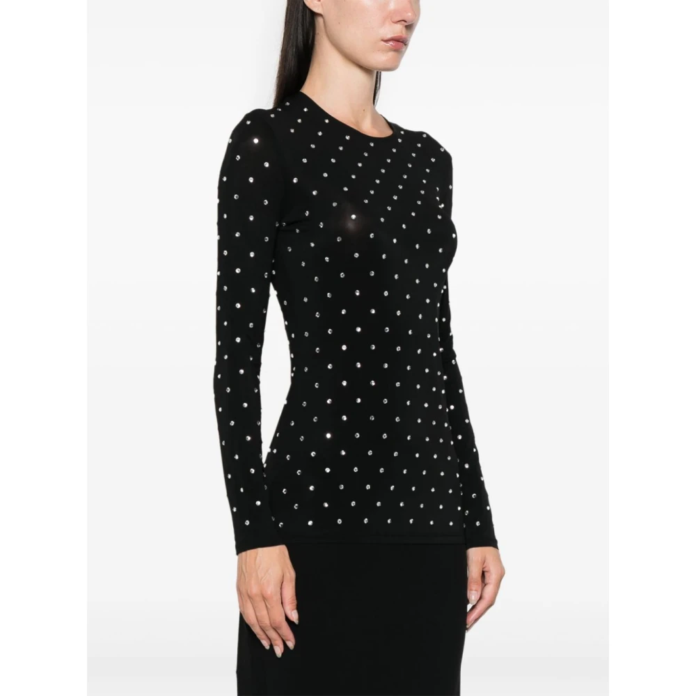 Paco Rabanne Zwarte Top met Kristalversiering Black Dames
