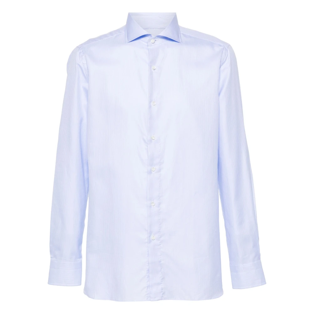 Borrelli Italiaans katoenen overhemd 100% katoen Blue Heren