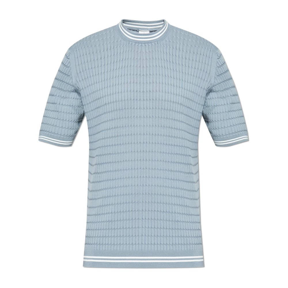 Eleventy Katoenen T-shirt met decoratieve weefsel Blue Heren