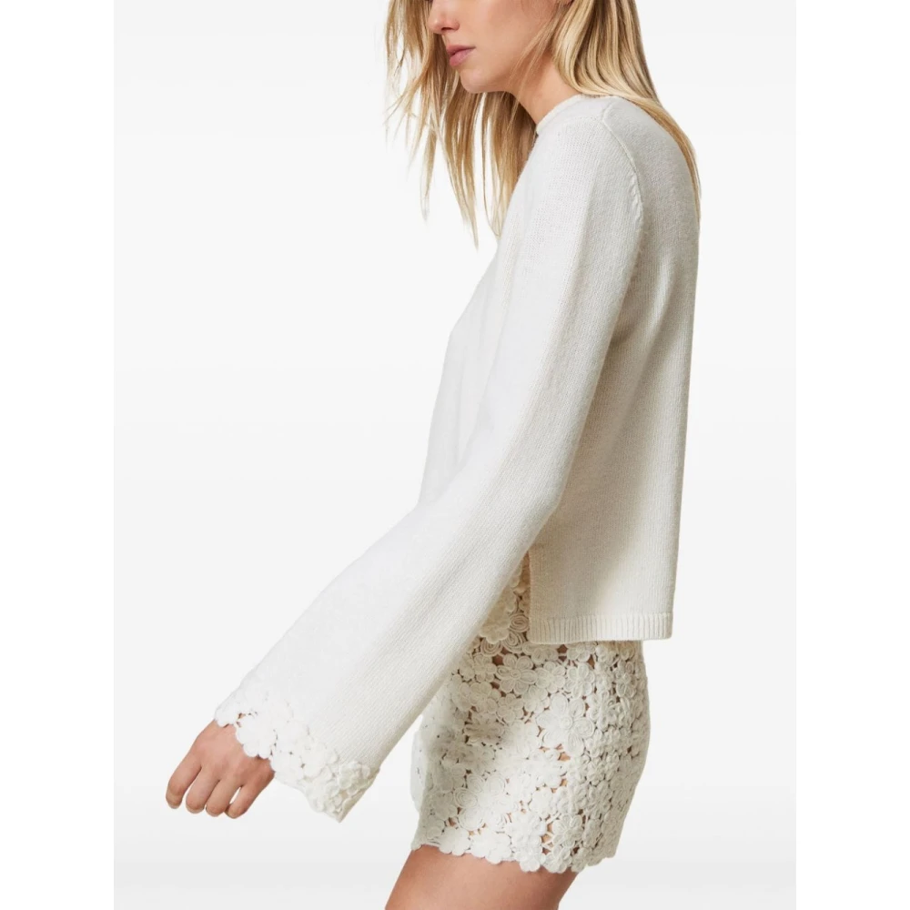 Twinset Witte Geborduurde Gebreide Trui White Dames