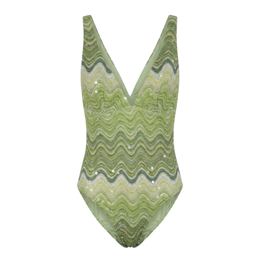 Mc2 Saint Barth Women's Green Swimsuits, S, Mavi Classical Band Triangle One-Piece Swimsuit Rachel