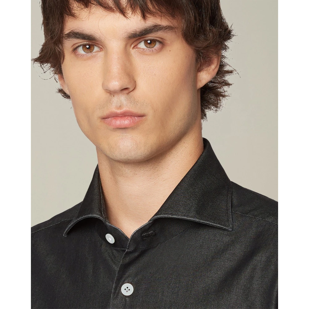 Kiton Denim Shirt met Sportieve Allure Black Heren