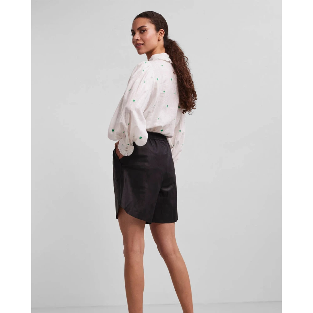 Y.A.S Leren Bermuda Shorts Black Dames