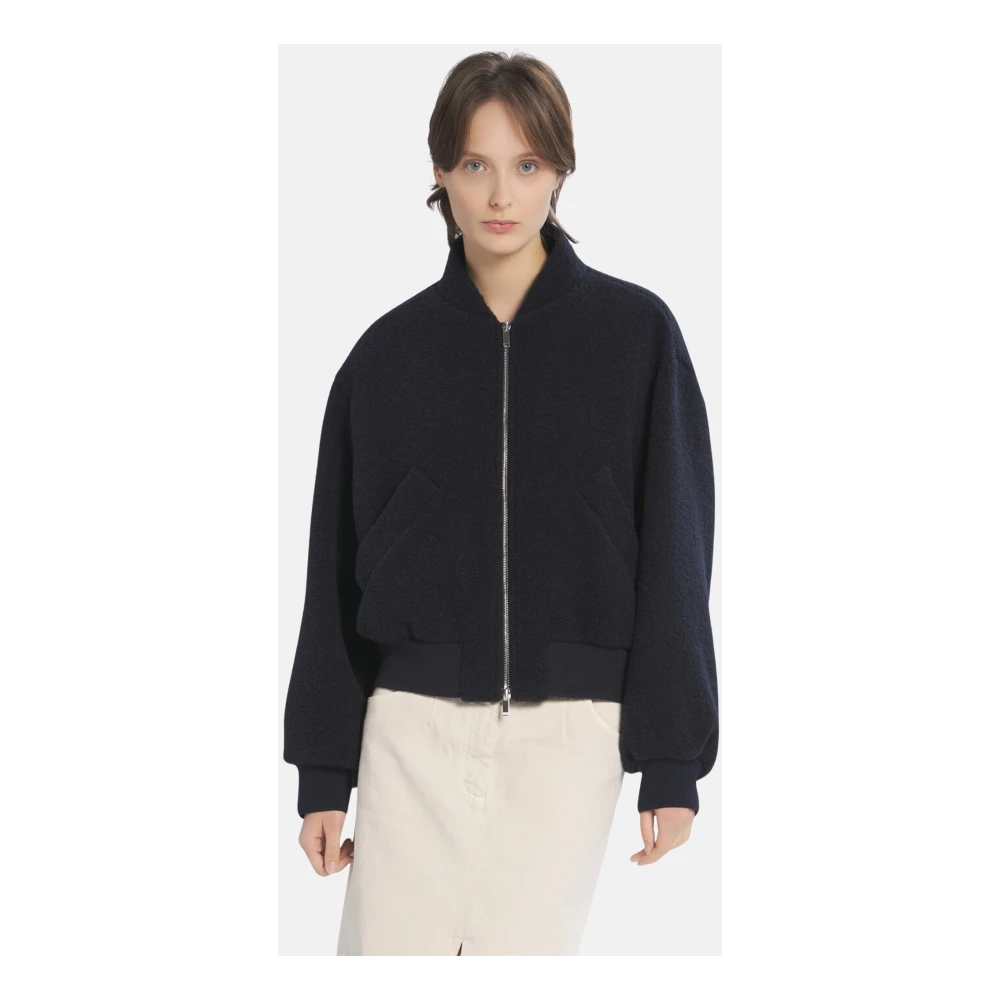 Barena Venezia Geribbelde wollen bomberjack met rits Blue Dames