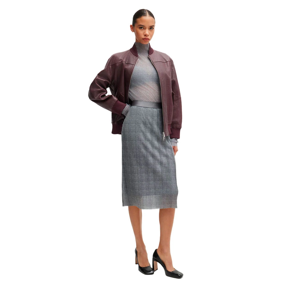 Hugo Boss Plissé kokerrok met hoge taille Gray Dames