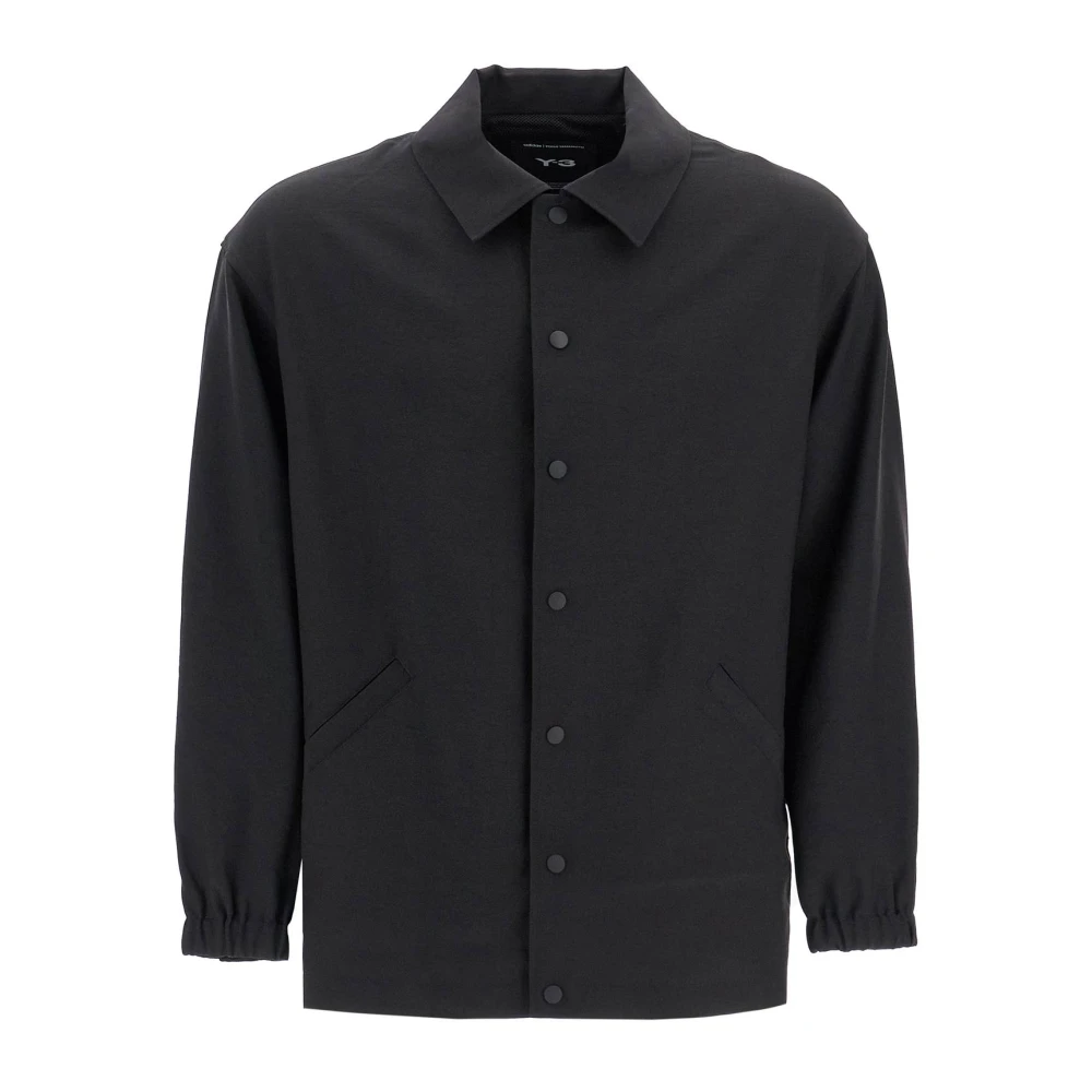 Y-3 Gestreept Overshirt met Drukknoopsluiting Black Heren