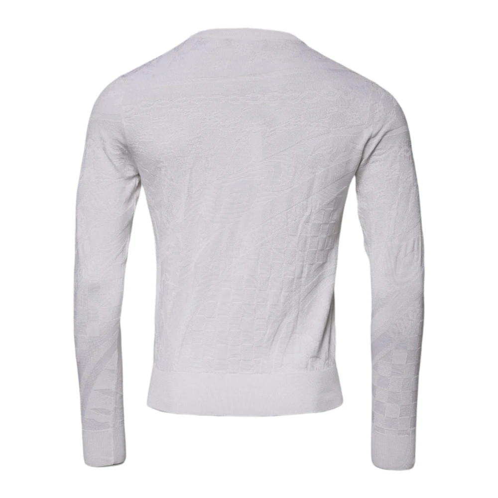 Dolce & Gabbana Witte Zijden Crew Neck Pullover Sweater White Heren