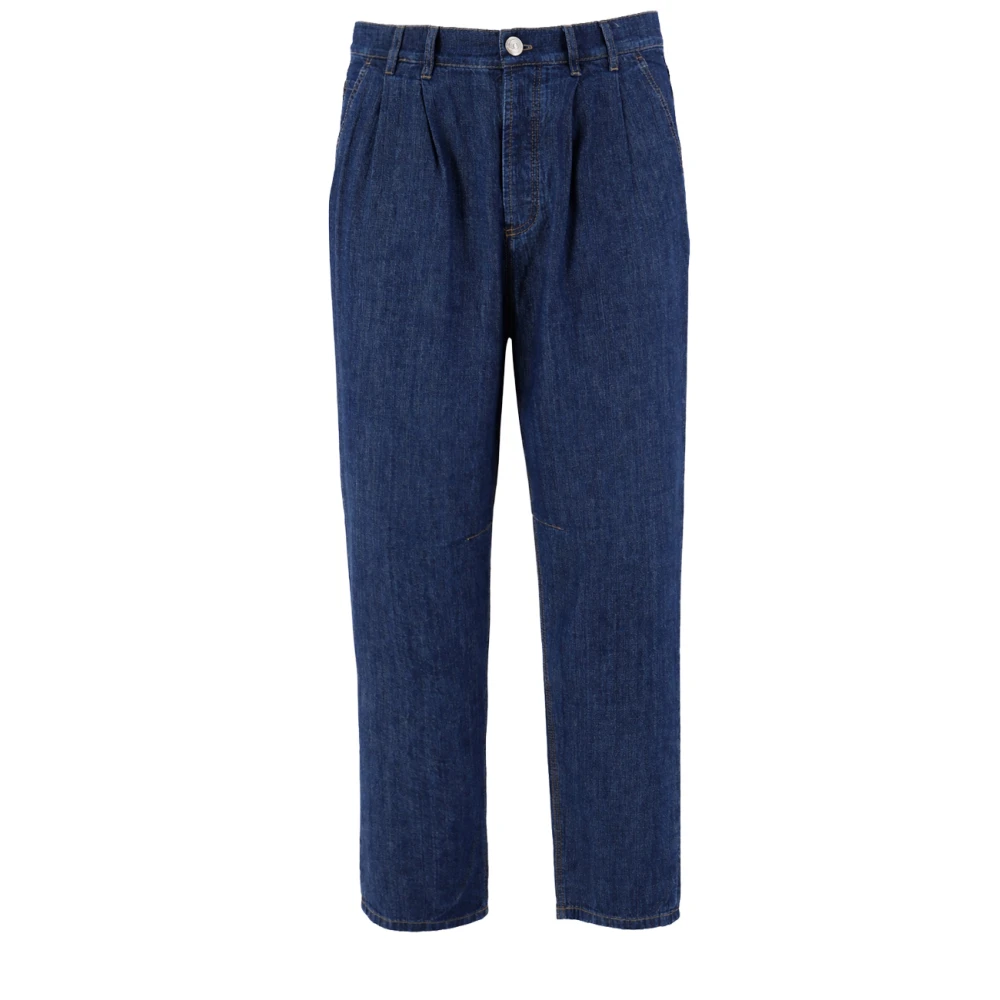 Brunello Cucinelli Men's Blue Double-Pleats Five-Pocket Trousers