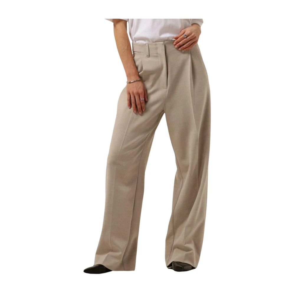 moss copenhagen Beige Wide Leg Pants Michelle Beige Dames