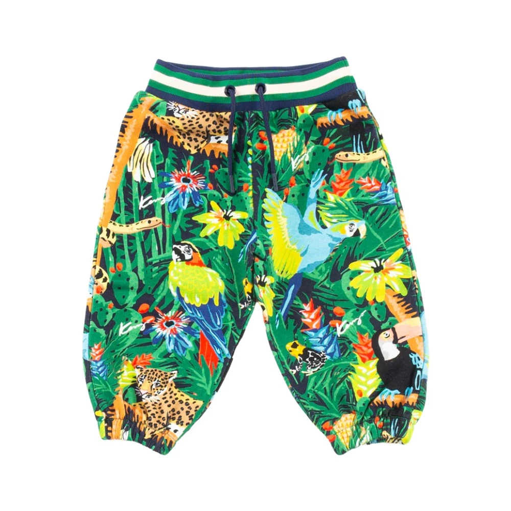 Kenzo Green Sweatpants, Male, 9 M, Tropical Fantasy Joggers