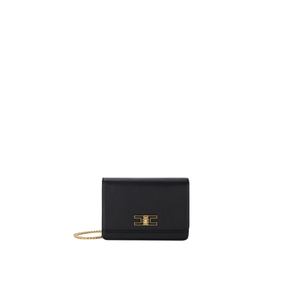 Elisabetta Franchi Liten Svart Crossbody Väska med Gourmette Kedja Black, Dam