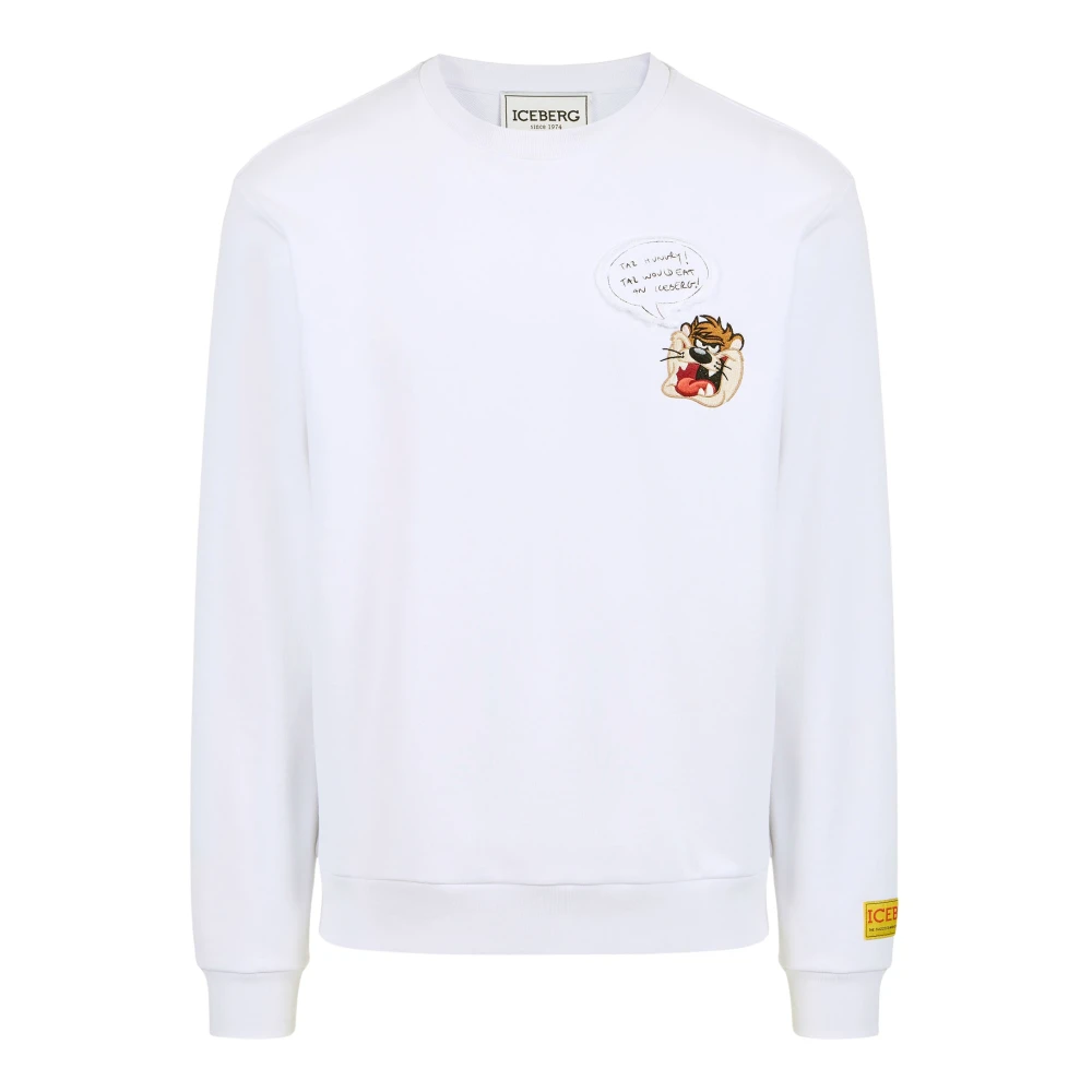 Iceberg Klassieke regular fit crewneck sweatshirt in het wit met Looney Tunes-detail White Heren
