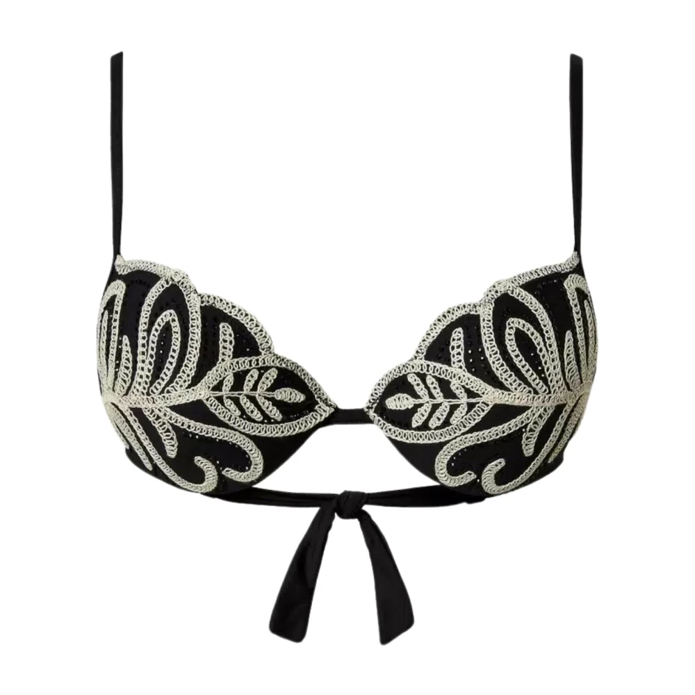 Twinset Women's Black Sea Embroidered Push-Up Swimsuit