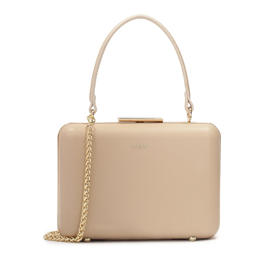 Kazar Stevige doos tas bedekt met leer Beige Dames