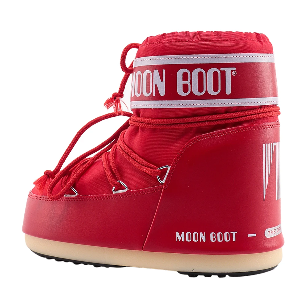 moon boot Rode Enkellaarzen met Kruisende Veters Red Dames