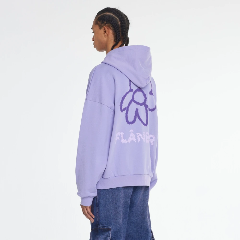 Flâneur Paarse Flower Doodle Rits Hoodie Purple Heren