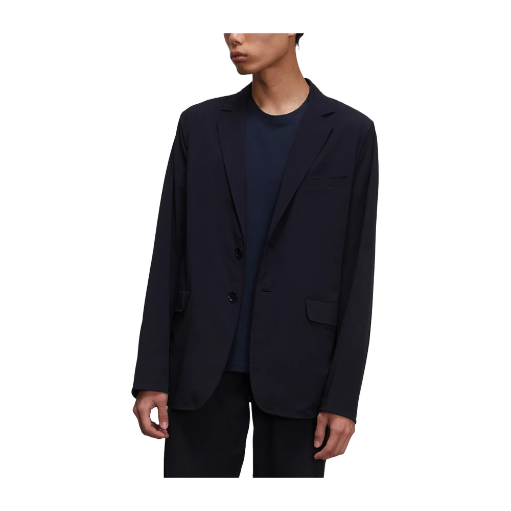 Aspesi Nylon Blazer met Klassieke Revers Blue Heren