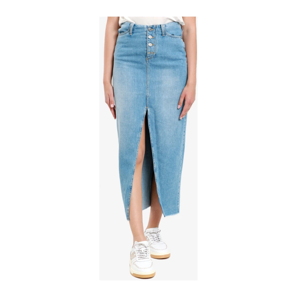 Roy Roger's Denim Rok met Hoge Taille en Voorsplit Blue Dames