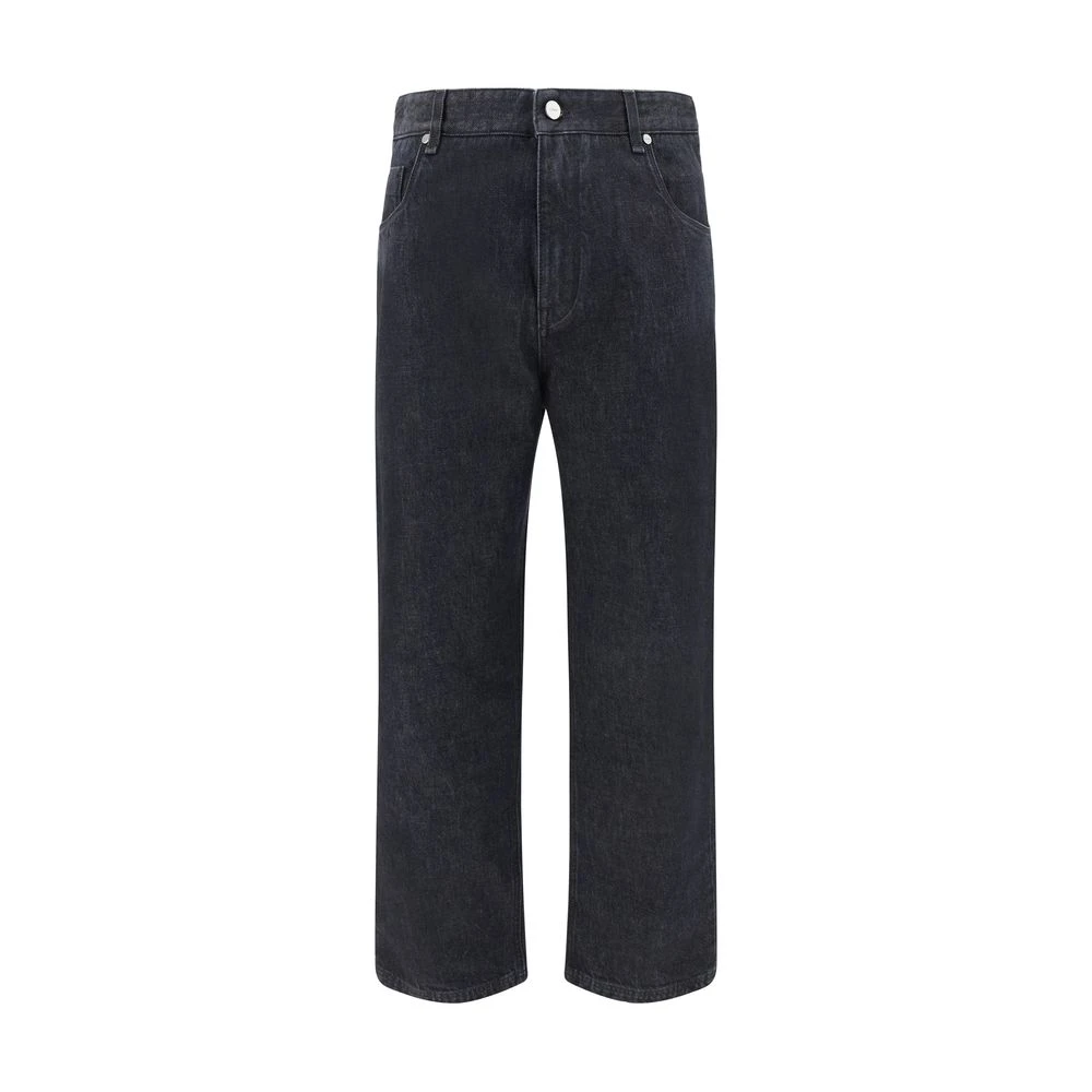 Fendi Logo Patch Straight Five-Pocket Jeans Black Heren