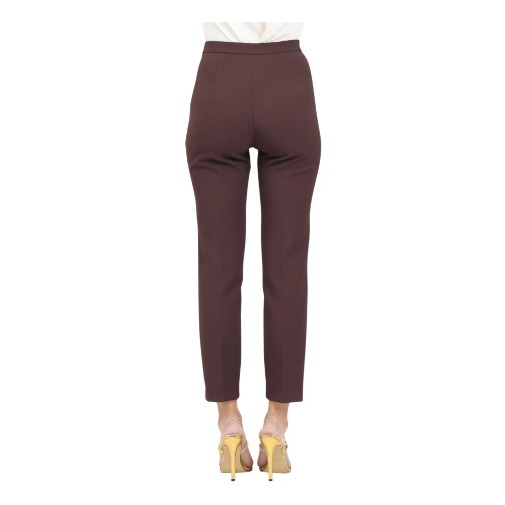 Elisabetta Franchi Bruine elegante broek met voorflappen Brown Dames