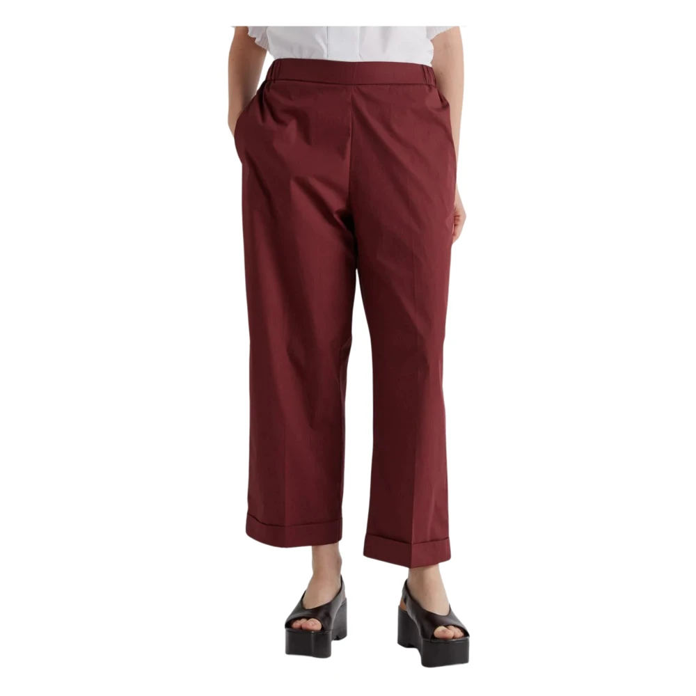 Meimeij Women's Red Cropped Trousers, 3XL, Pantalone Di Linea Dritta Con Tasche