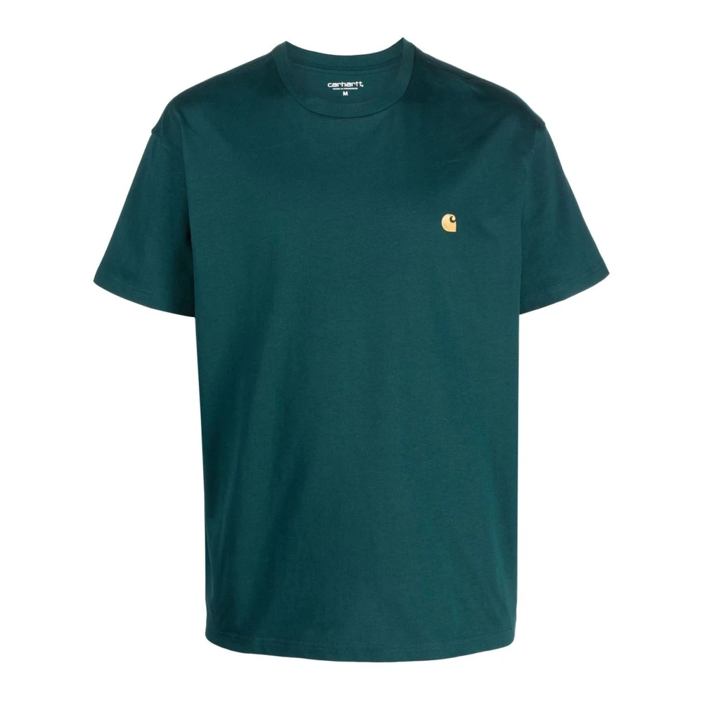 Carhartt WIP Groene Katoenen T-shirt met Logo Borduursel Green Heren