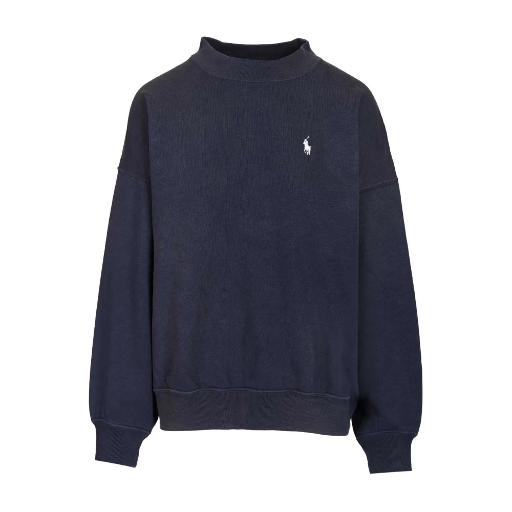 Polo Ralph Lauren Blue Sweatshirts, Female, Xs, Oversize Back-Logo Fleece Crewneck