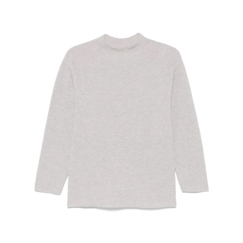 Le Tricot Perugia Lichtgrijze Geribbelde Wollen Trui Gray Dames