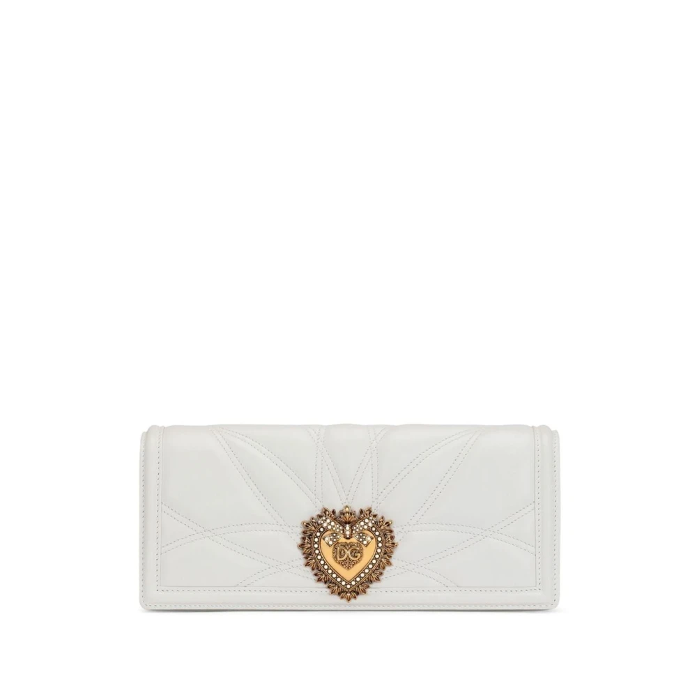 Dolce & Gabbana Elfenbensvit Lammskinn Clutch Väska White, Dam