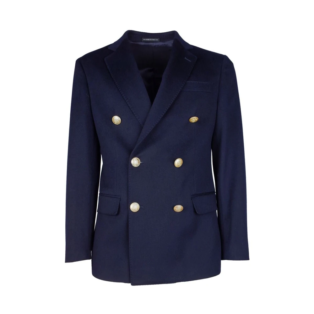 Made in Italia Blauwe Wollen Blazer Dubbel-Breasted Heren Blue Heren
