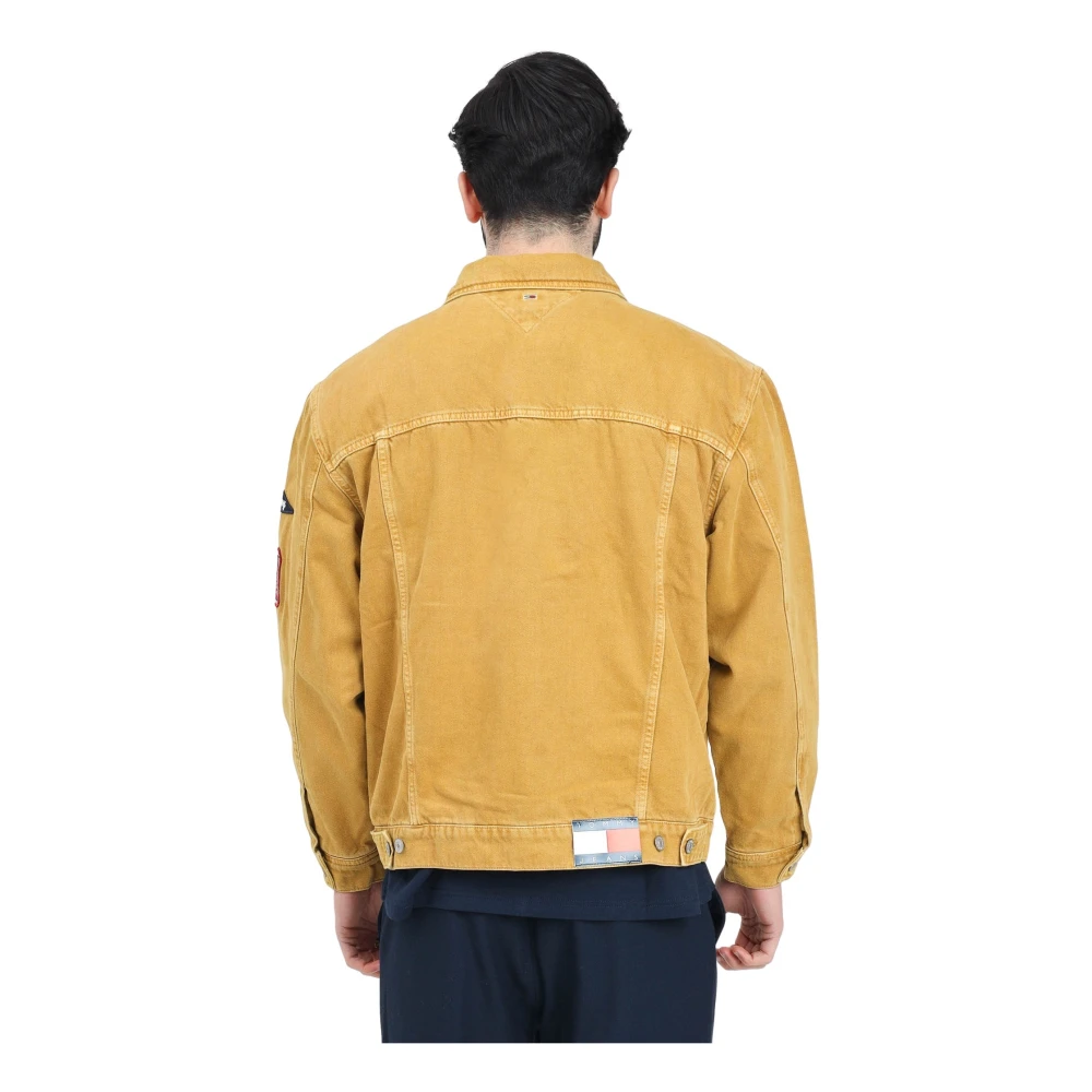 Tommy Jeans Donkergele Denim Jack Retro Stijl Yellow Heren