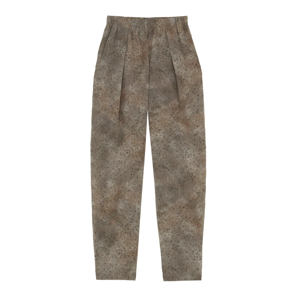 Cortana Women's Gray Tapered Trousers,, Silk Dejavu Print Trousers 2XL