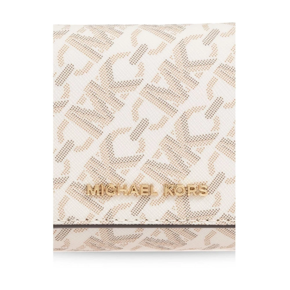 Michael Kors Stijlvolle Logo Print Portemonnee Beige Dames