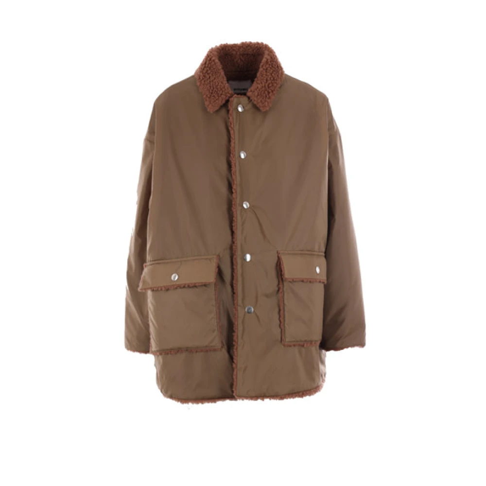 Mythinks Grön Nylon Oversize Teddy Jacka Brown, Dam