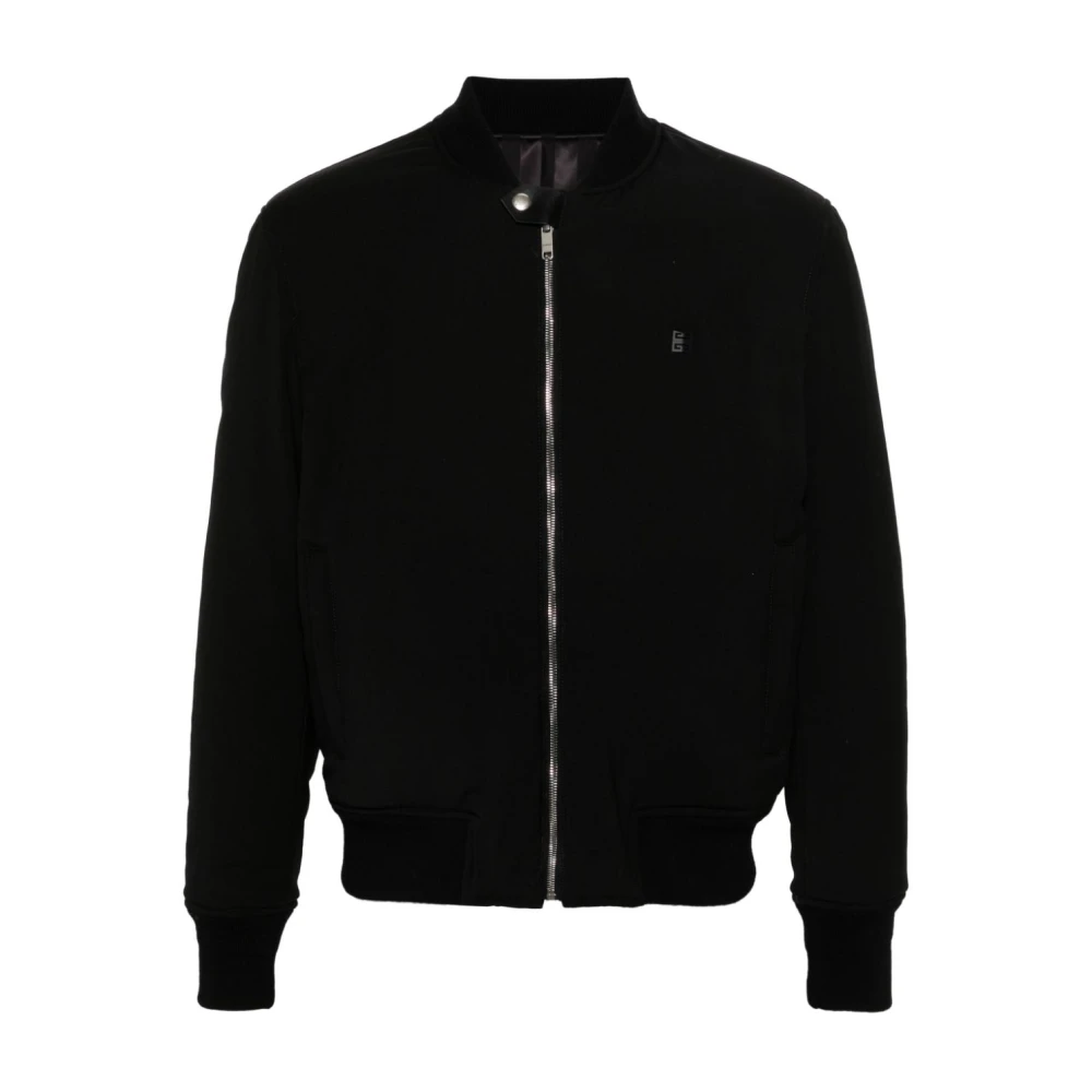 Givenchy Zwarte wollen jas met 4G-logo print Black Heren