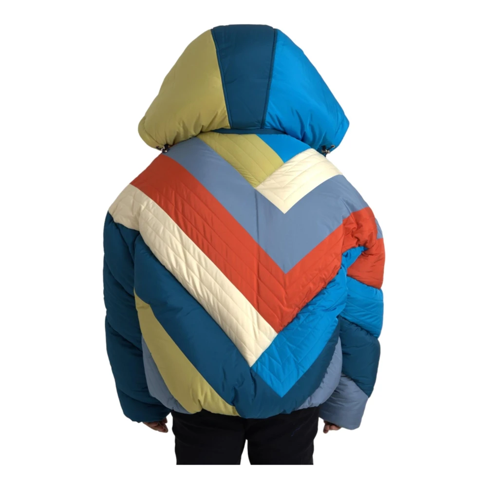 Dolce & Gabbana Multicolor Logo Patch Puffer Jas Heren Multicolor Heren