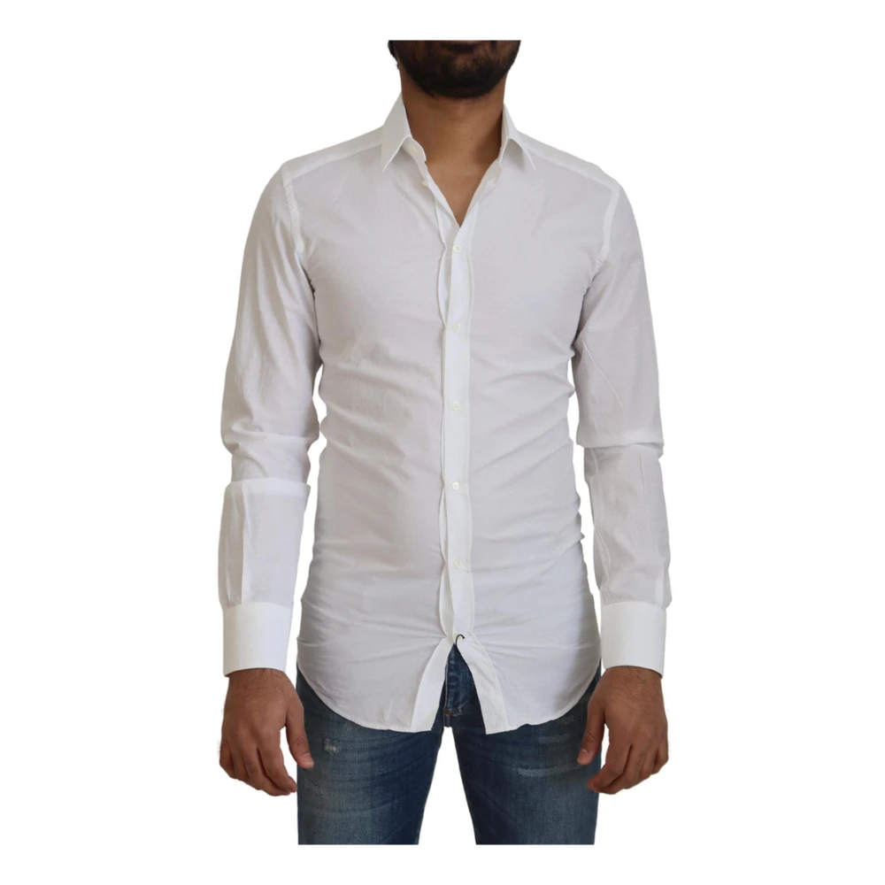 Dolce & Gabbana White Casual Shirts, Male, Xs, Classic Cotton Dress Shirt By