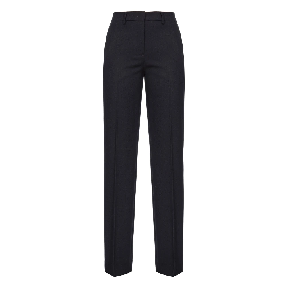 Pinko Rechte broek in zwart wol Black Dames
